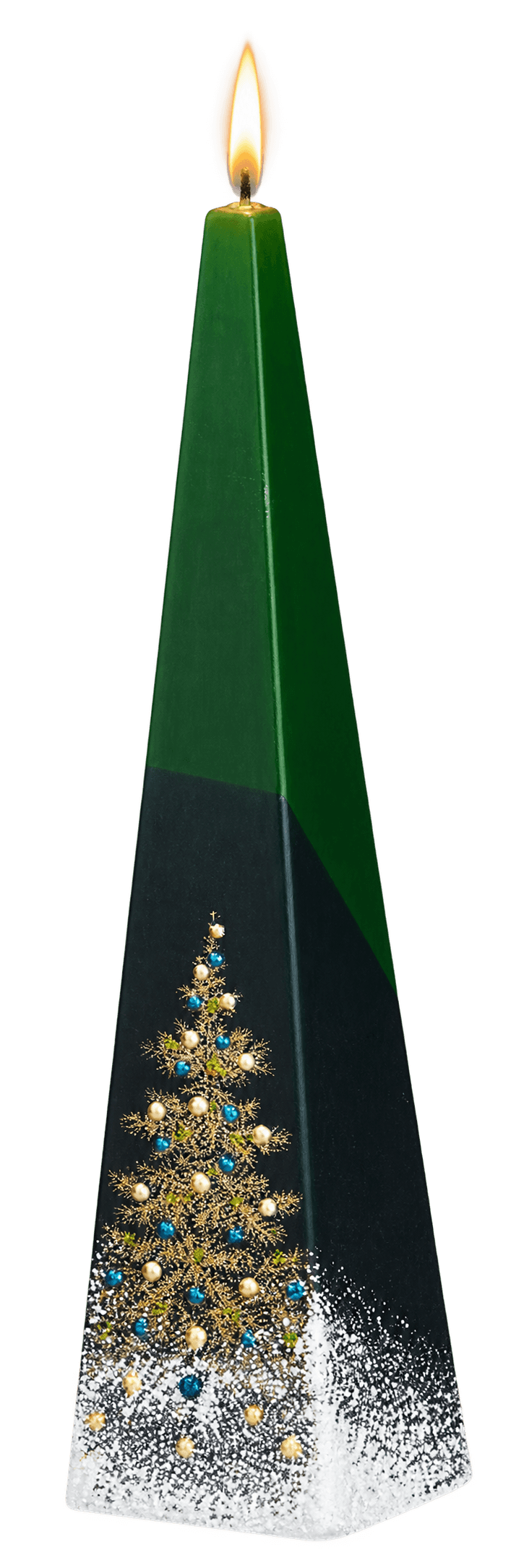 Handgemaakte piramidekaars Kerstboom zwart/groen 60x250 mm 2