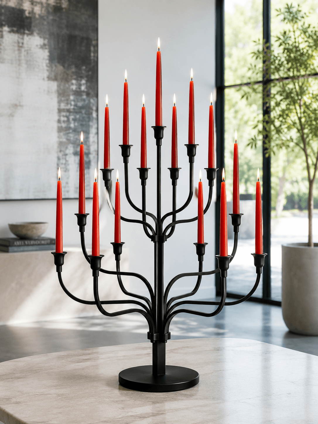 Gotische tafelkaars 23x250 mm / Rood