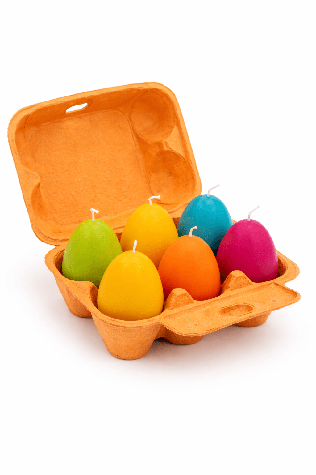 Eierdoosje met 6 paaseieren in paars/groen/blauw/oranje/geel 2