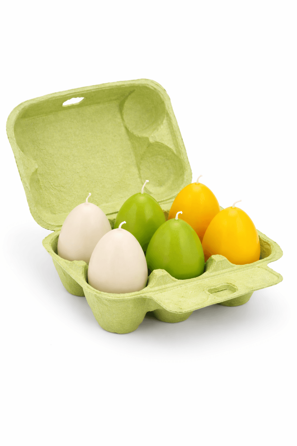 Eierdoosje met 6 paaseieren in geel/groen/wit 2