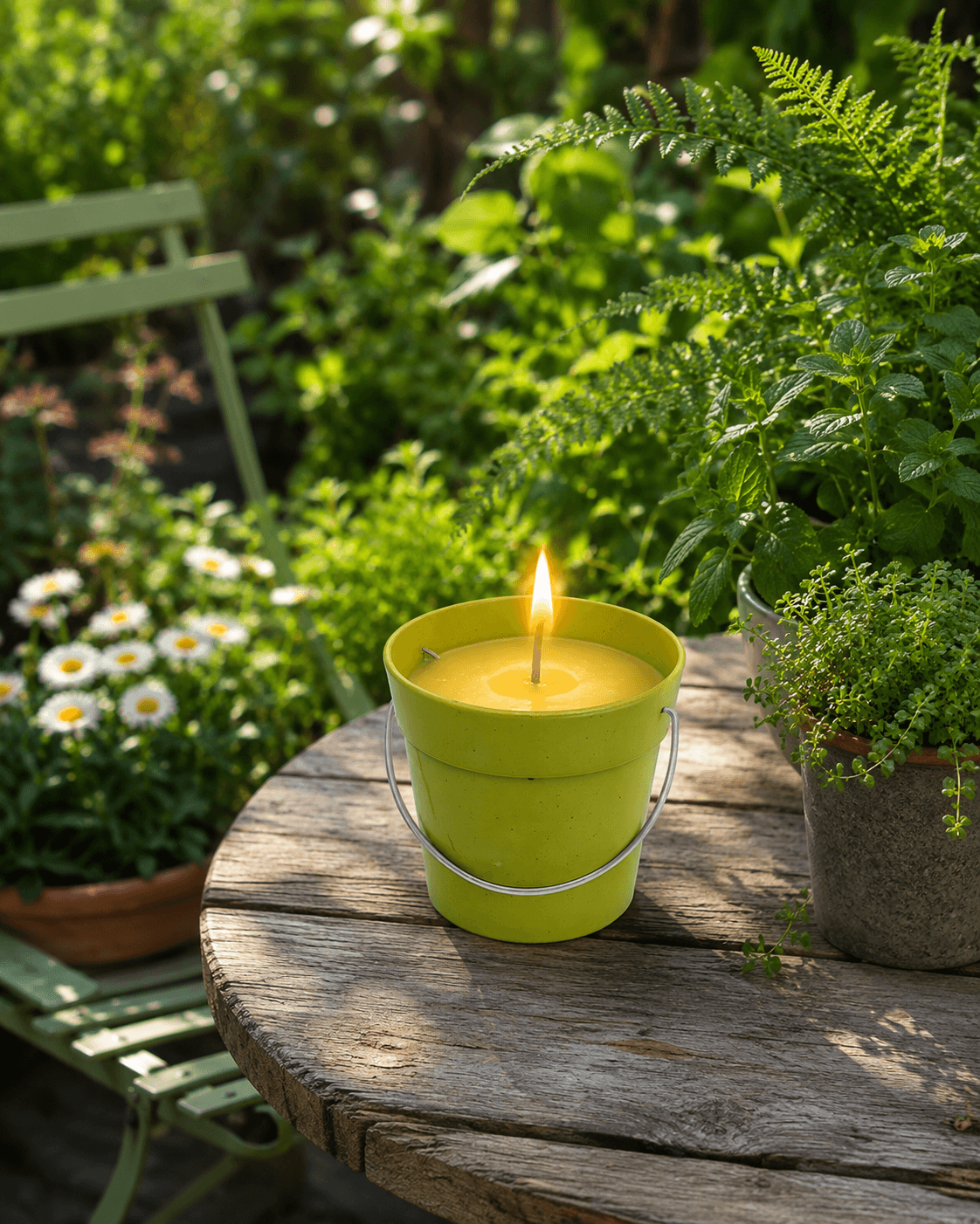 Groen emmertje met citronellavulling