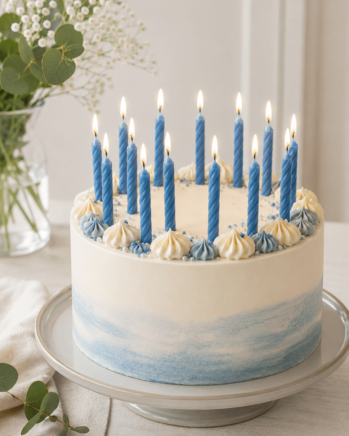Blauwe verjaardagskaarsjes 120 stuks