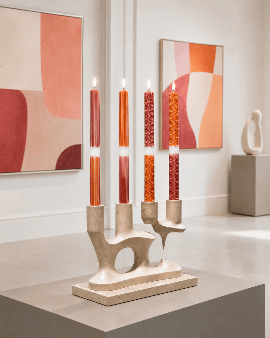 4 stuks dinerkaarsen 30x250 mm / Ahorn/Cognac