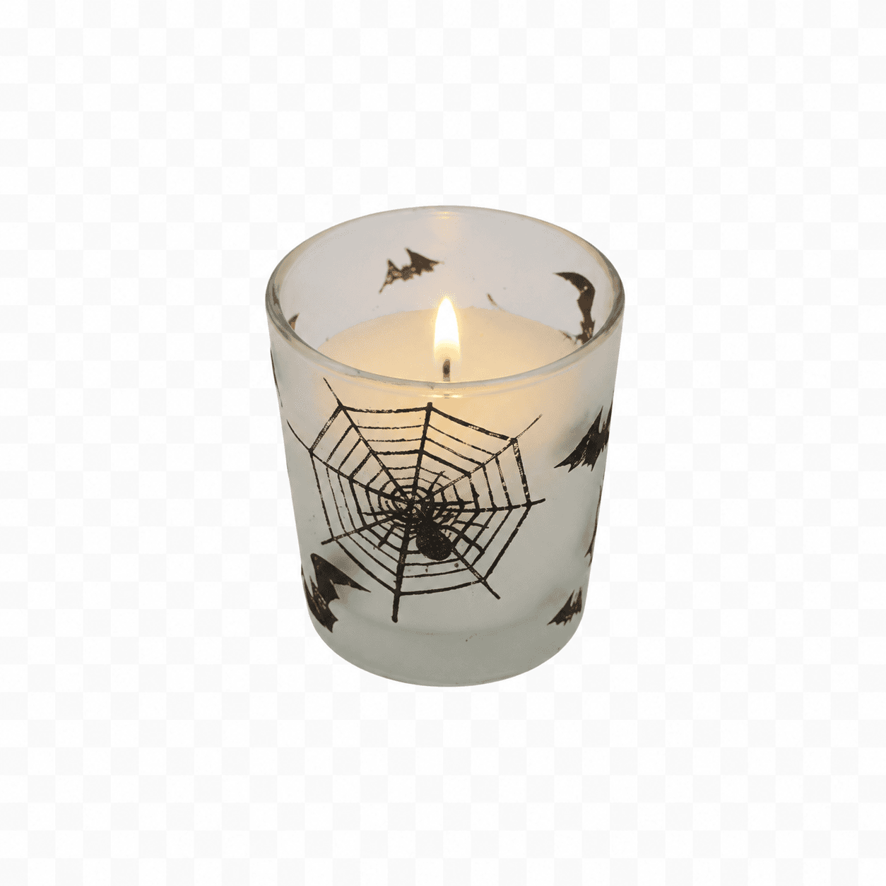 Halloweenkaarsje in frosted glas Ø 55 × 60 mm 2