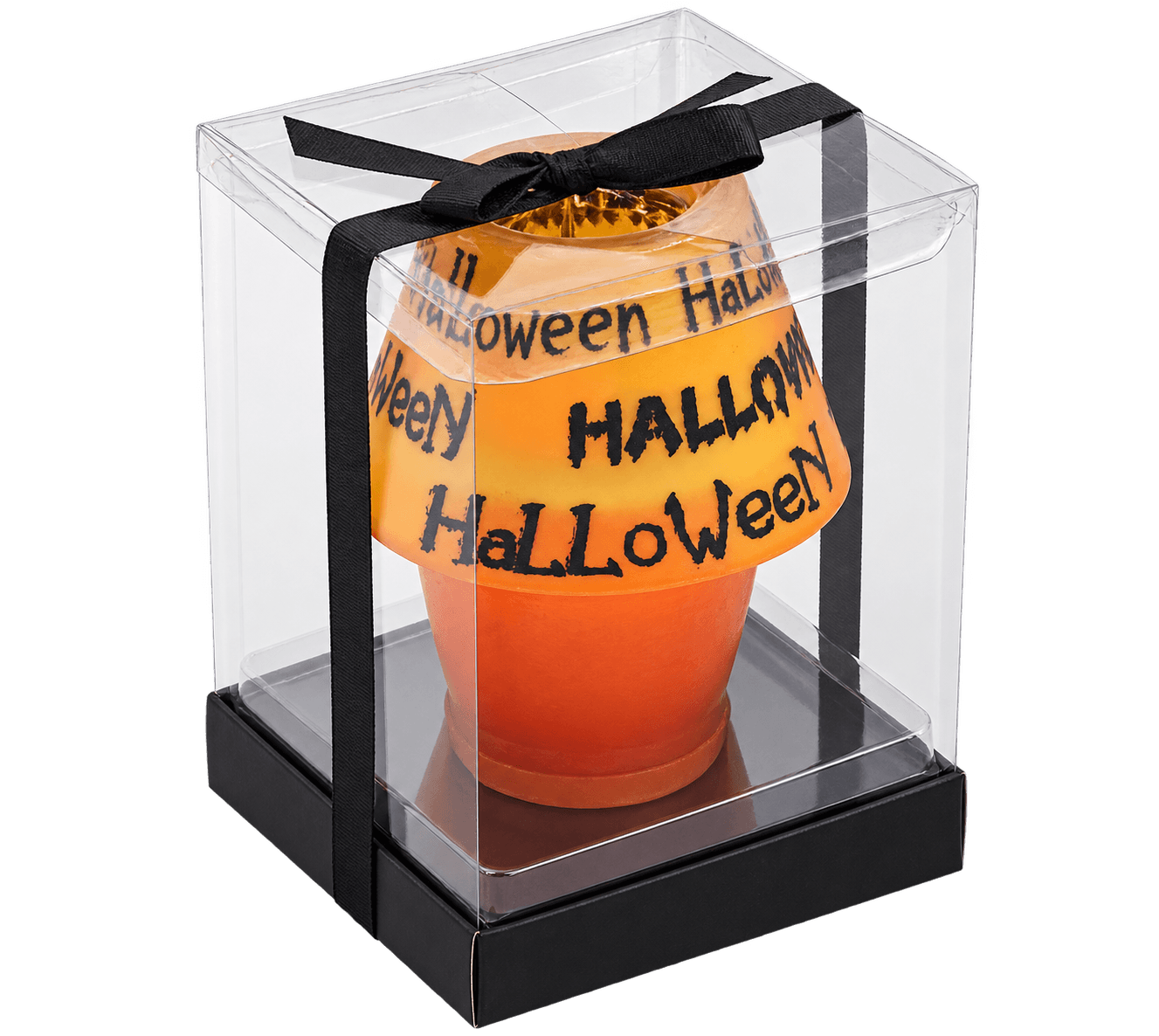 Halloween lampkaars met oranje glazen kap Ø 100 × 125 mm 3