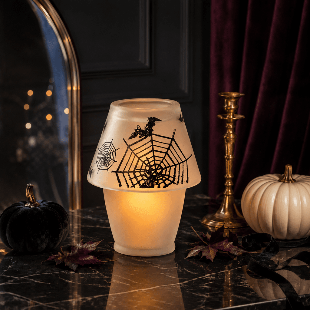 Halloween lampkaars met frosted glazen kap  Ø 100 × 125 mm