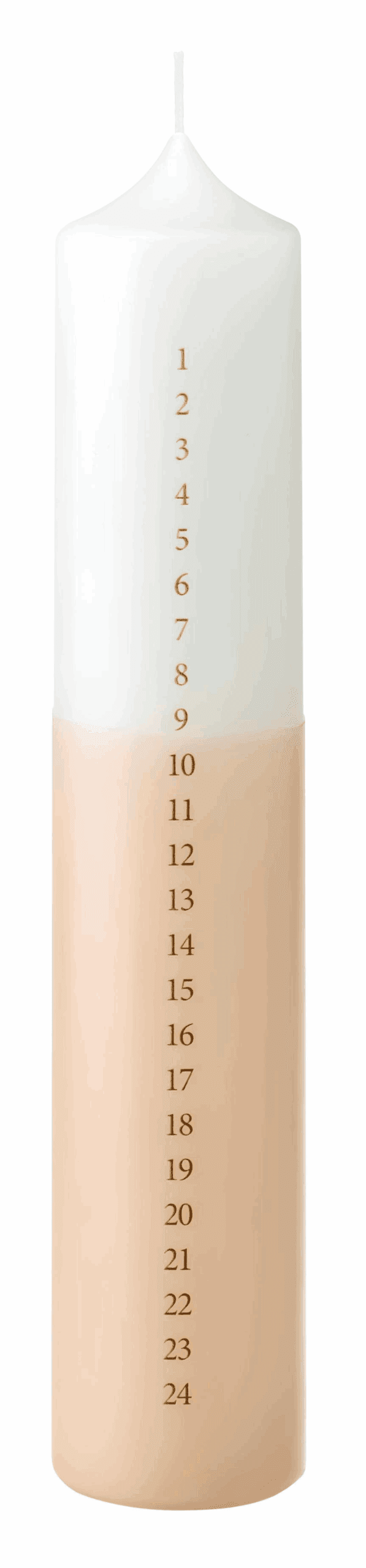 Adventskalenderkaars 50 × 265 mm / wit-beige met gouden cijfers 2