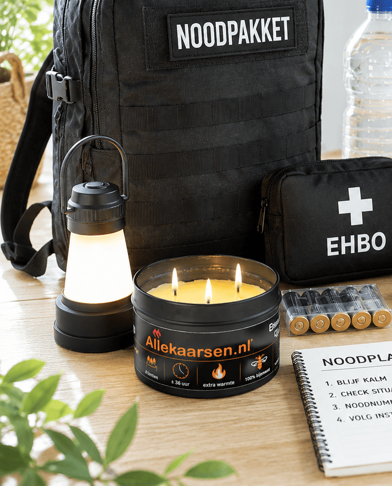 Noodkaars 100% Bijenwas | ±36 uur brandtijd | 3 lonten