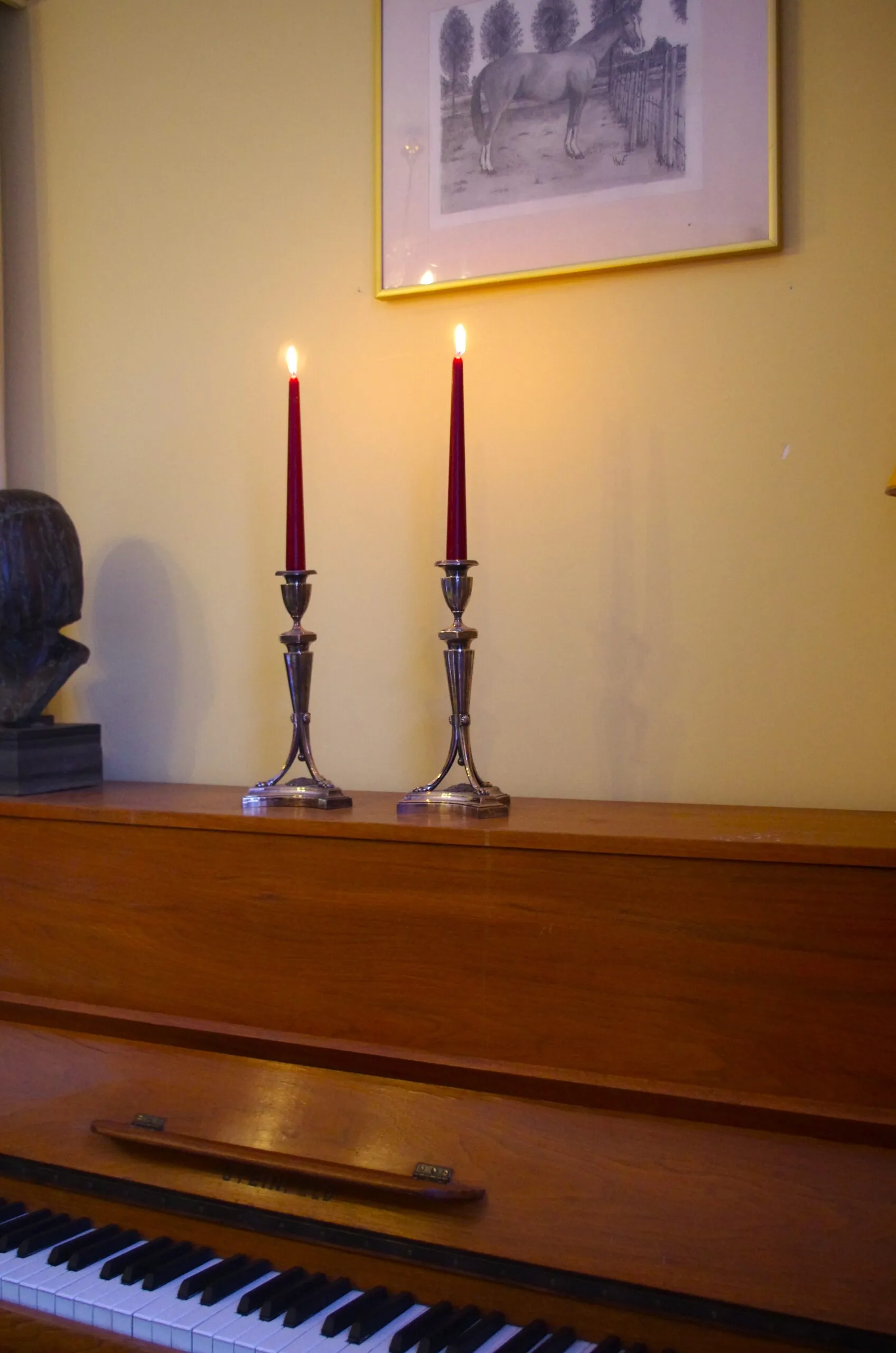 Gotische tafelkaars 23x250 mm / Bordeaux - Afbeelding 3