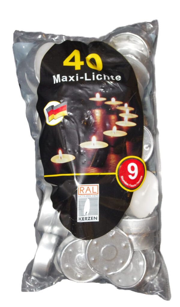 Zak jumbo 40 stuks theelichten / waxinelichten / 10 uur