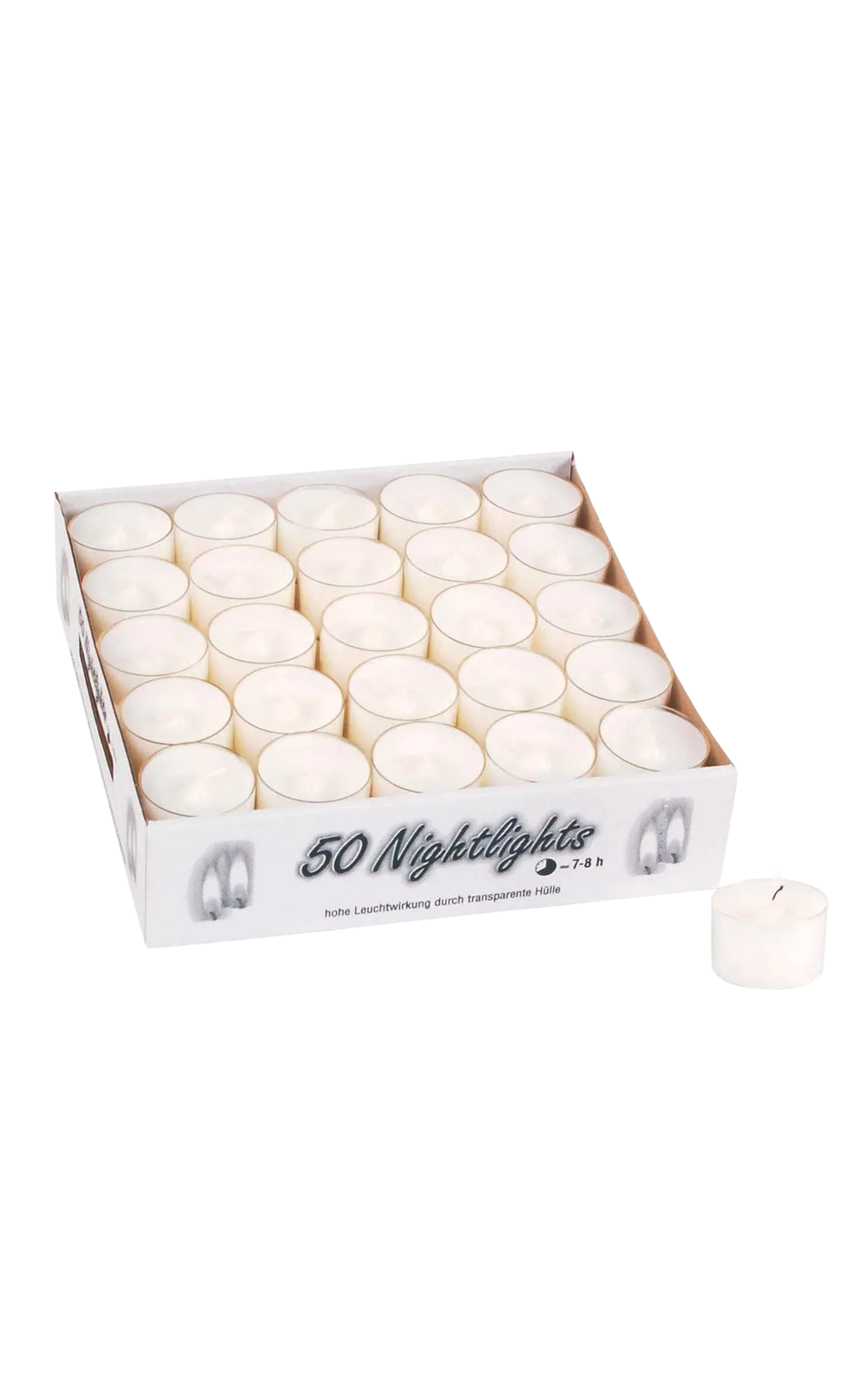 Waxinelichten in plastic houder 8 uur 50 stuks