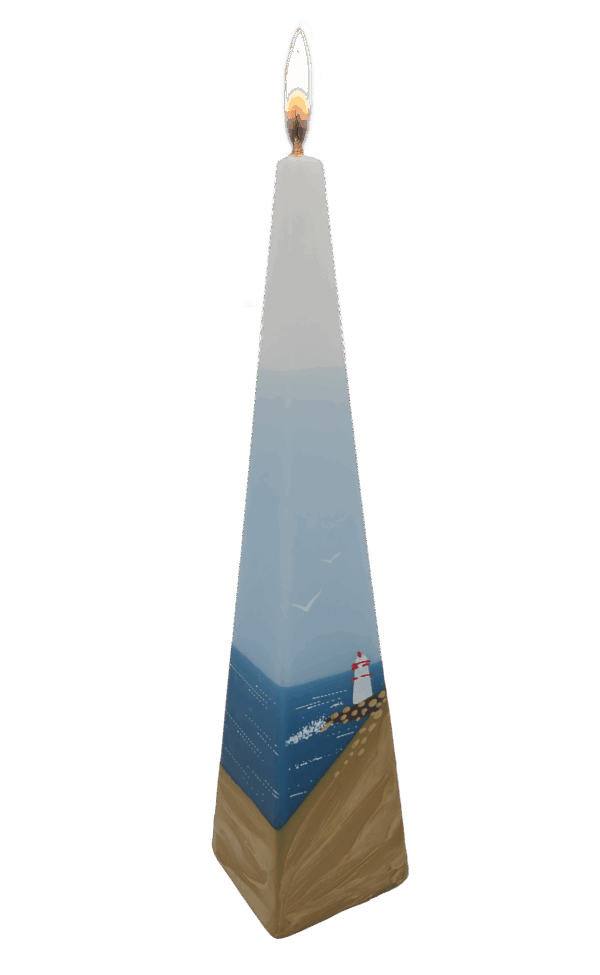 Handgemaakte pyramide kaars Vuurtoren groot 60x250