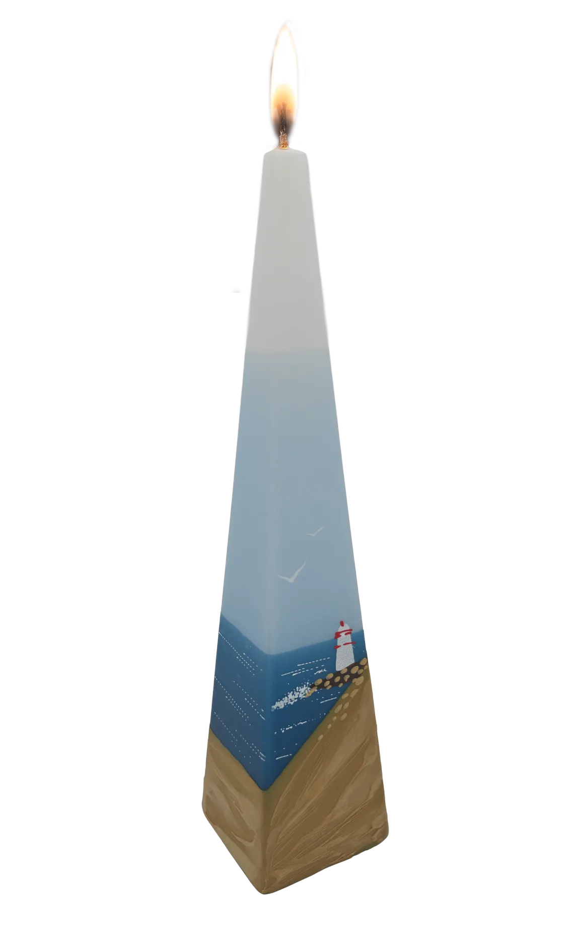 Handgemaakte piramide kaars Vuurtoren groot 60x250
