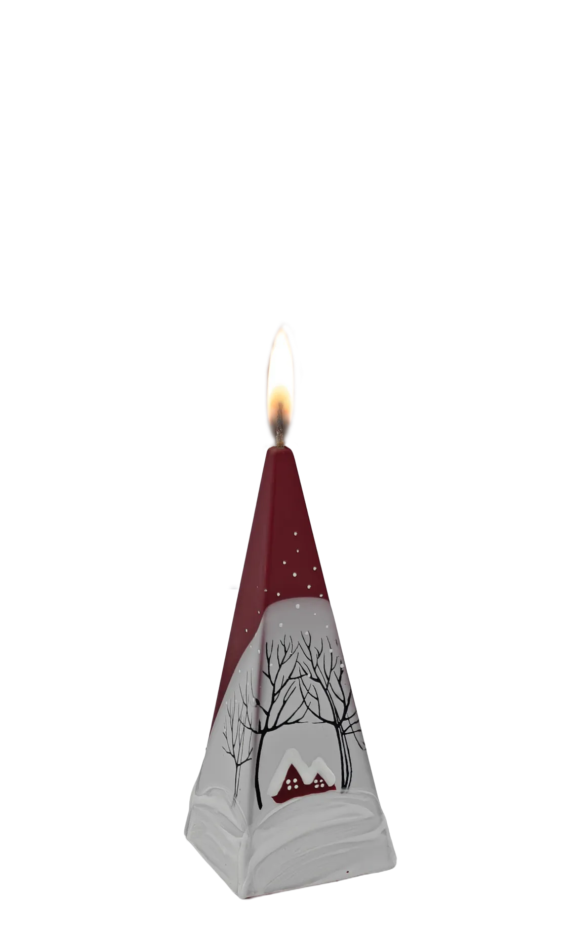 Handgemaakte piramidekaars 50x150 mm / Wintertafereel