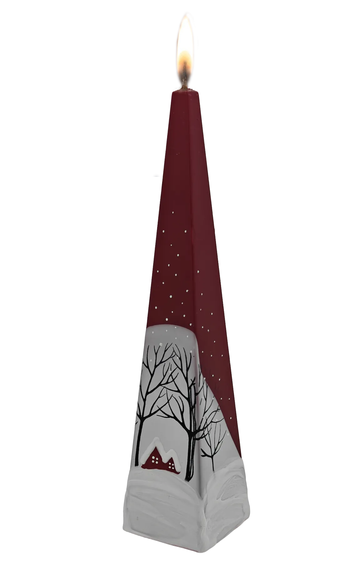 Handgemaakte piramidekaars 60x250 mm / Wintertafereel