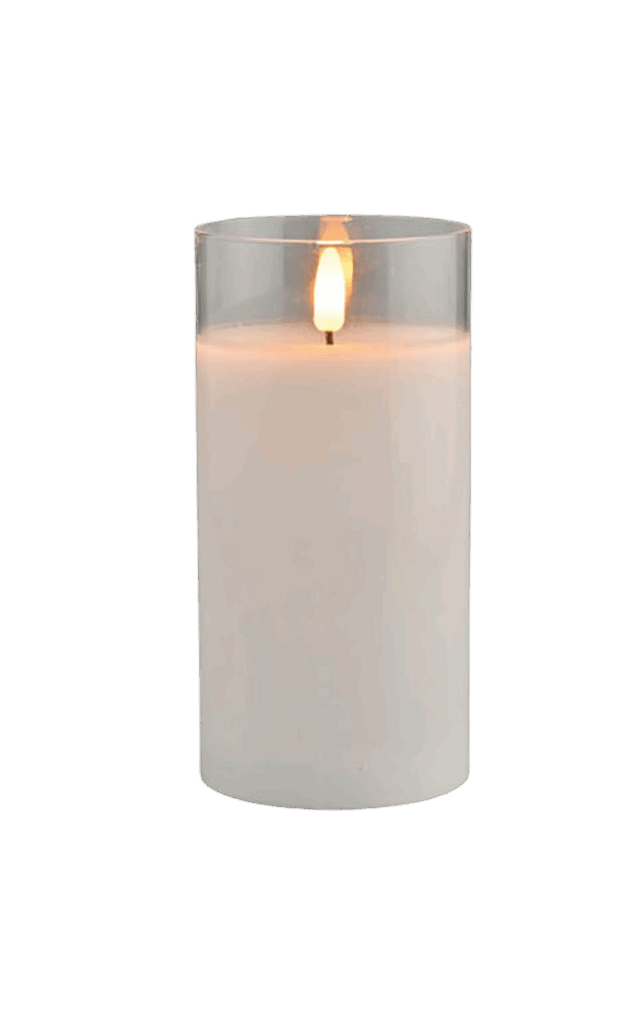 LED Stompkaars in glas met afstandsbediening 75x100 mm / Wit