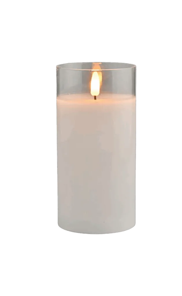 LED Stompkaars in glas met afstandsbediening 75x100 mm / Wit