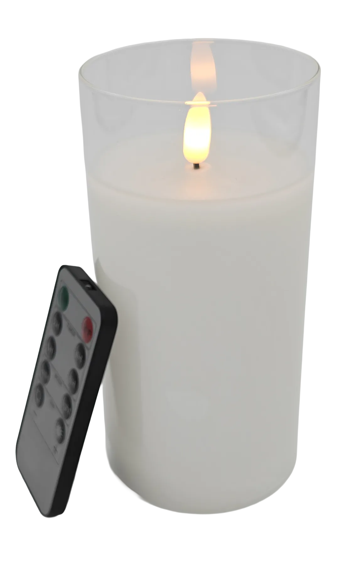LED Stompkaars in glas met afstandsbediening 75x100 mm / Wit