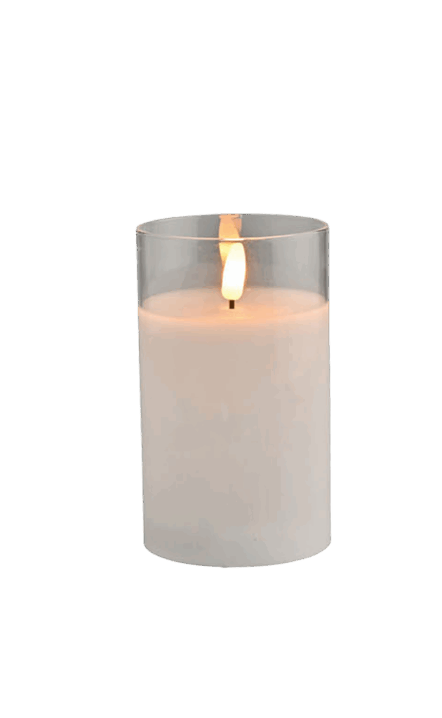 LED Stompkaars Wit In glas met afstandsbediening 75x125 mm