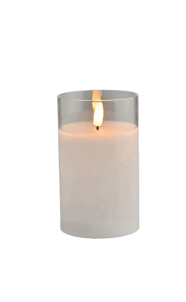 LED Stompkaars Wit In glas met afstandsbediening 75x125 mm