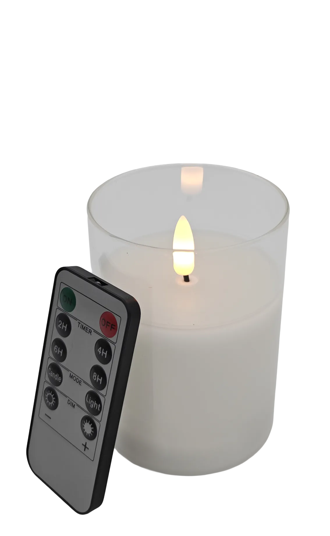 LED Stompkaars Wit In glas met afstandsbediening 75x150 mm