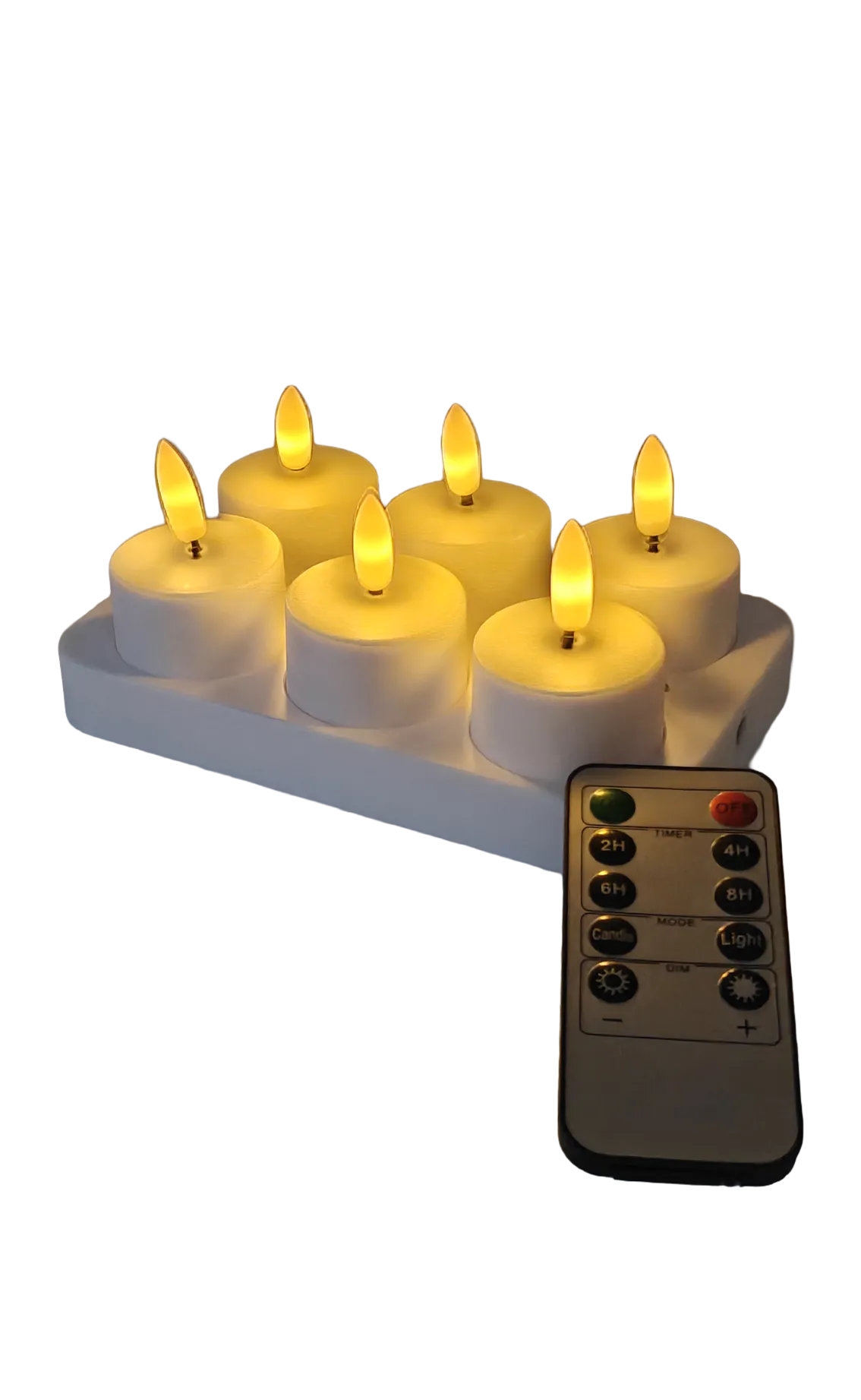 LED Waxinelichten 6 stuks met oplaadstation en afstandbediening