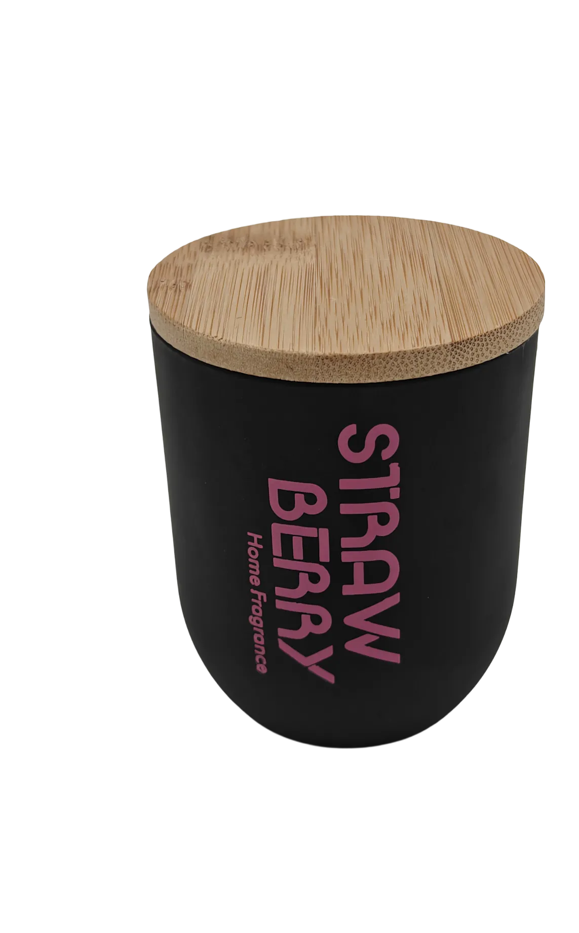 Geurkaars Aardbei met houten deksel en houten lont 70x80 mm / Zwart rood - Afbeelding 2