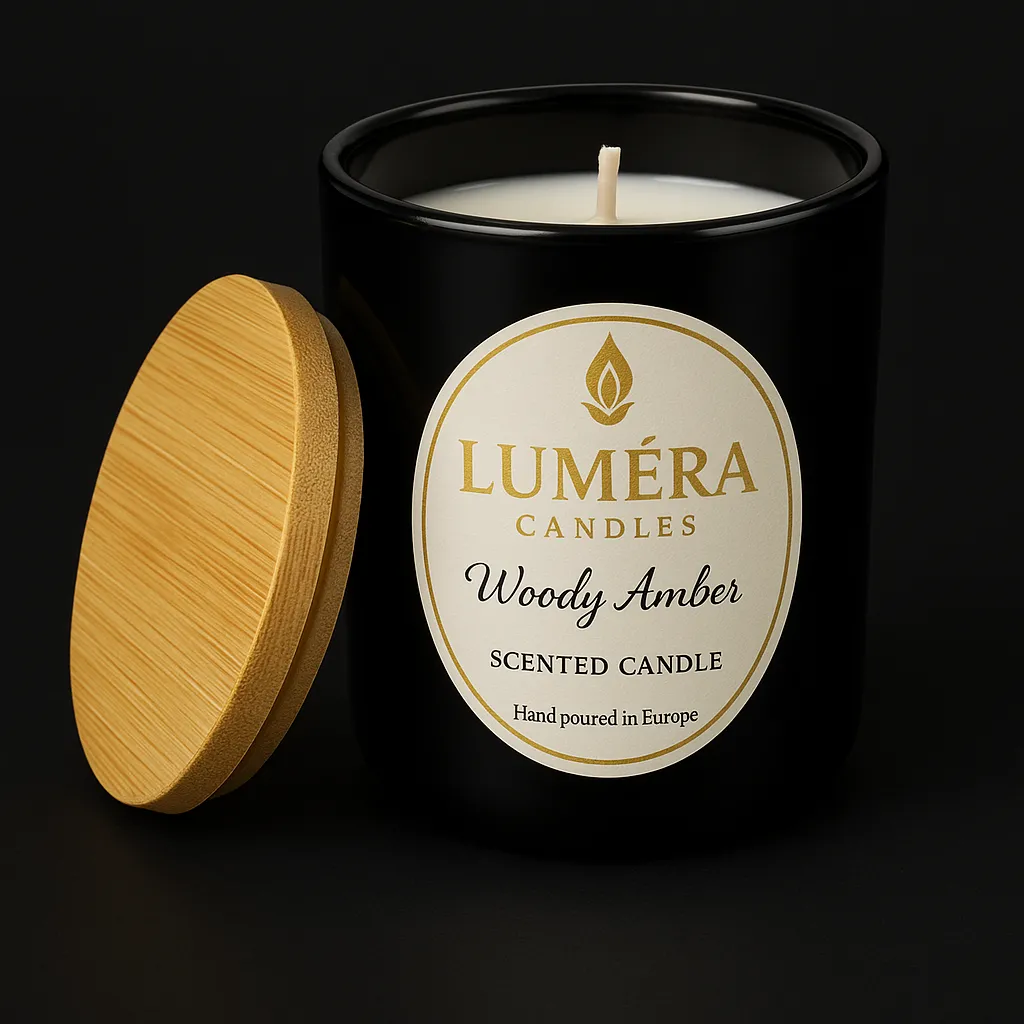 Luméra Geurkaars Woody-Amber / 79x93 mm / Zwart