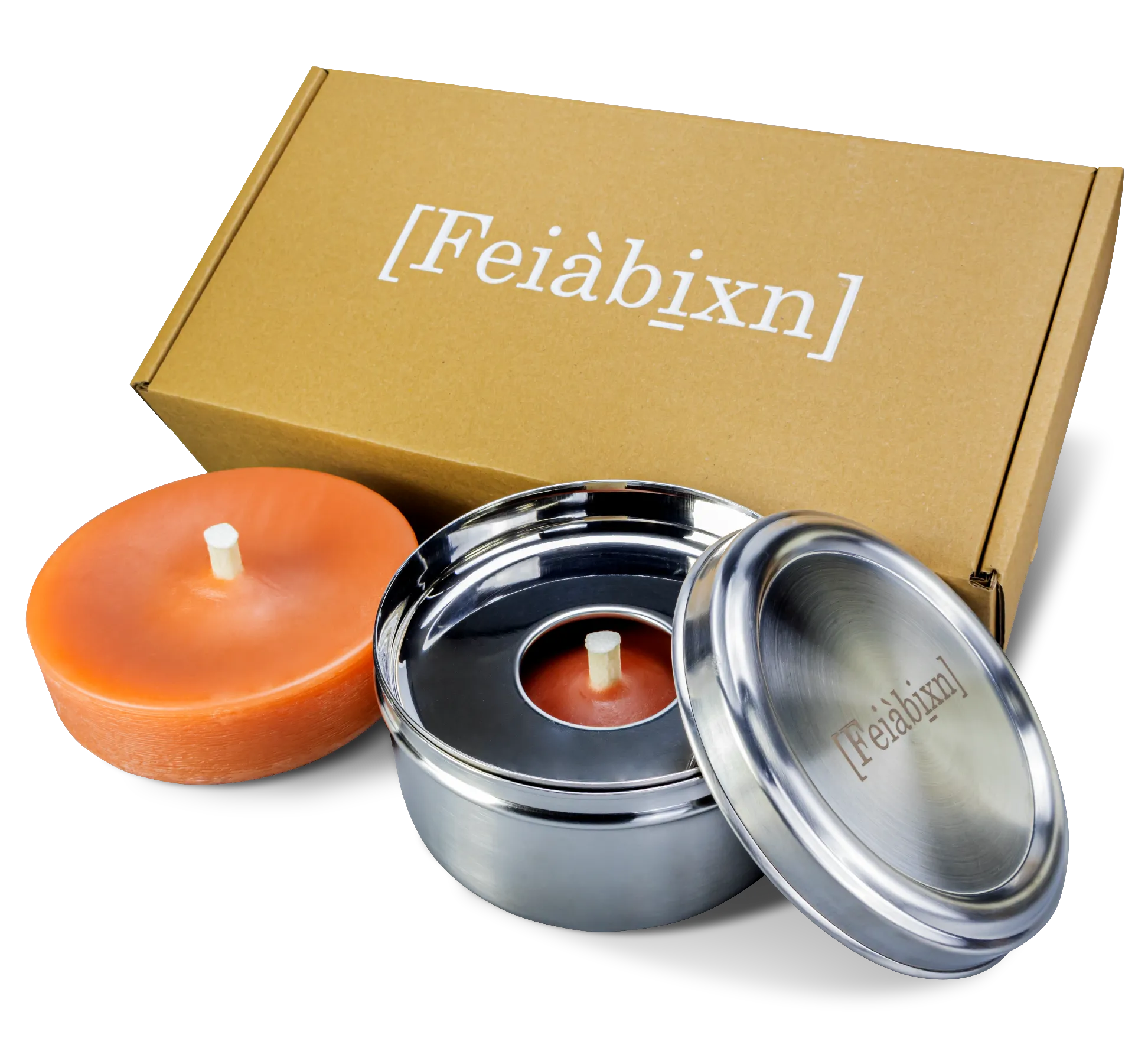 Windlicht set houder en vulling 140x70 mm / zilver cognac