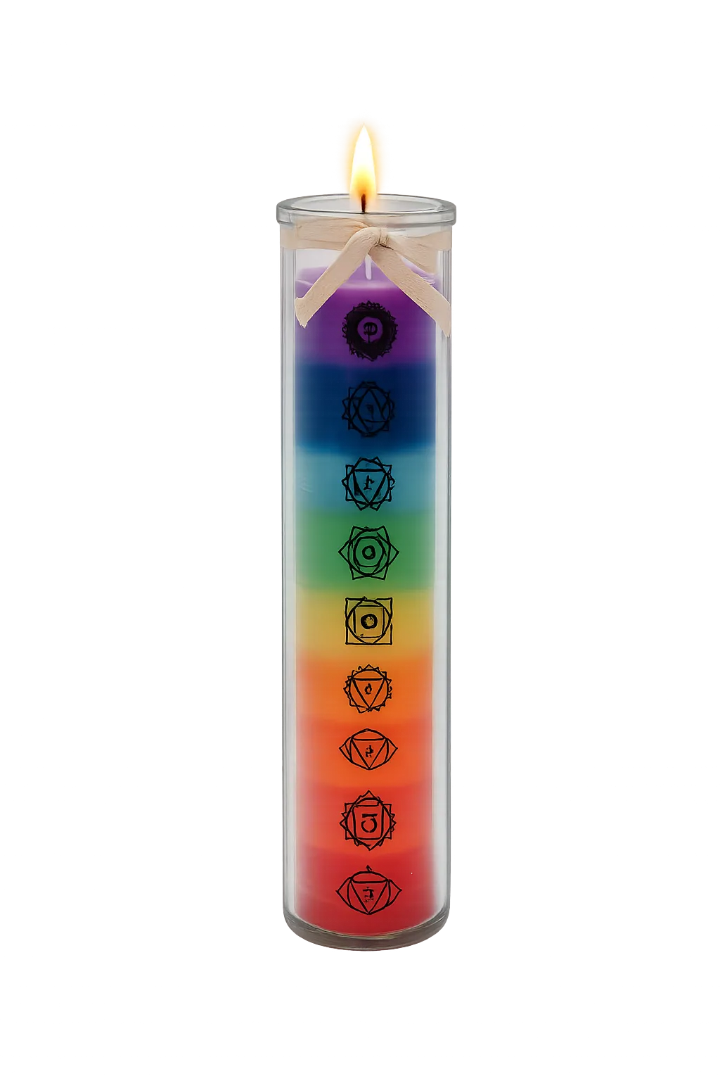 Regenboog Chakra Kaars in Glas – 7 Chakra’s