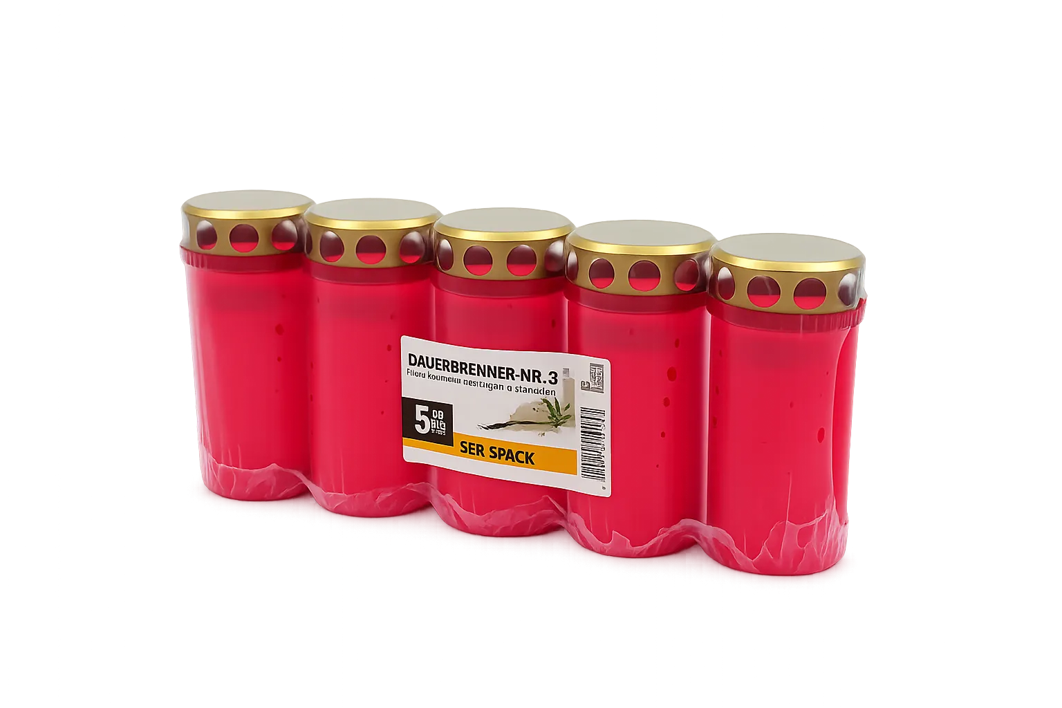 Graf- en rouwkaars nr. 3 | multipack 5 stuks | rood TIJDELIJK SCHERP GEPRIJSD!!