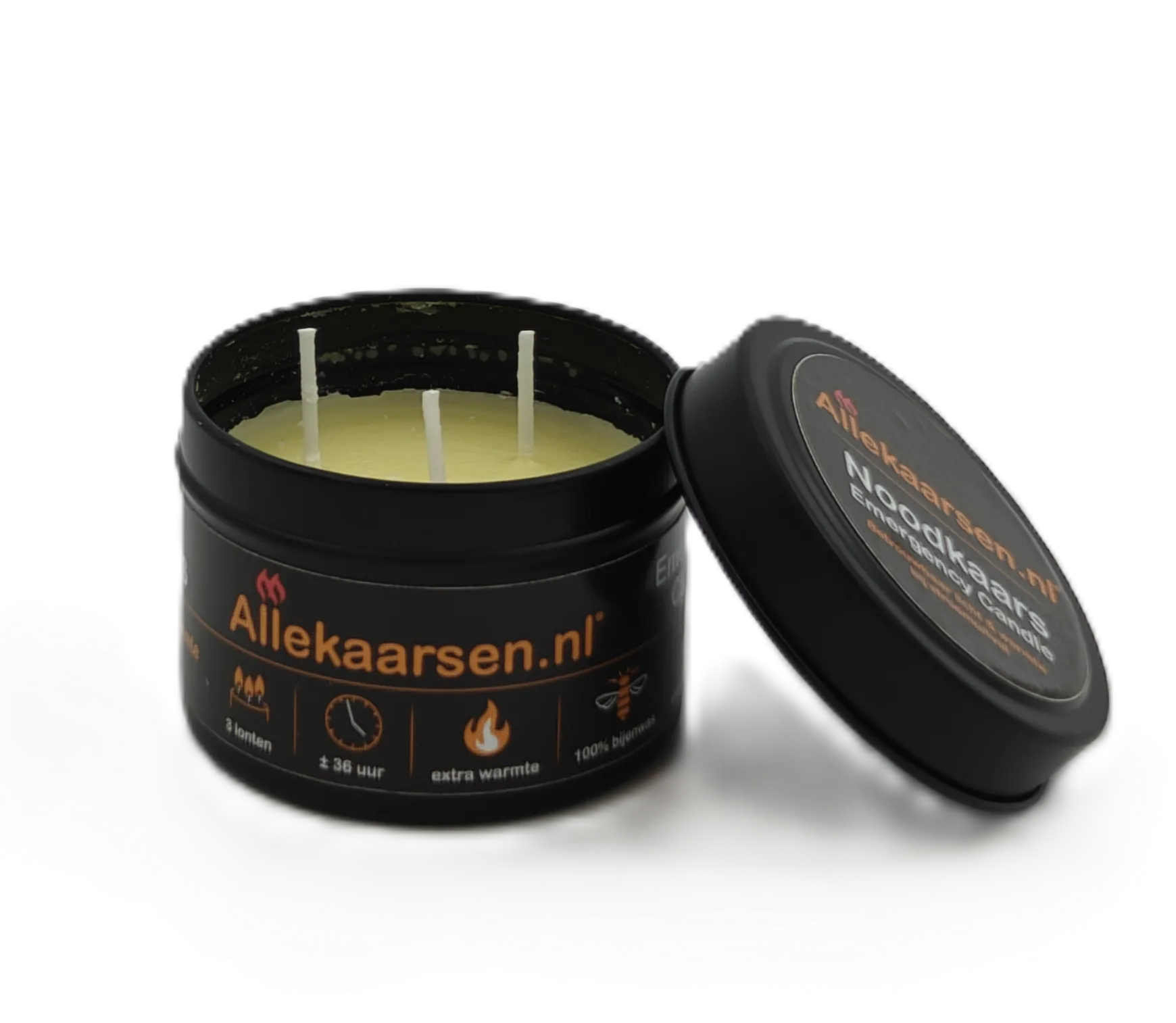 Noodkaars 100% Bijenwas | ±36 uur brandtijd | 3 lonten