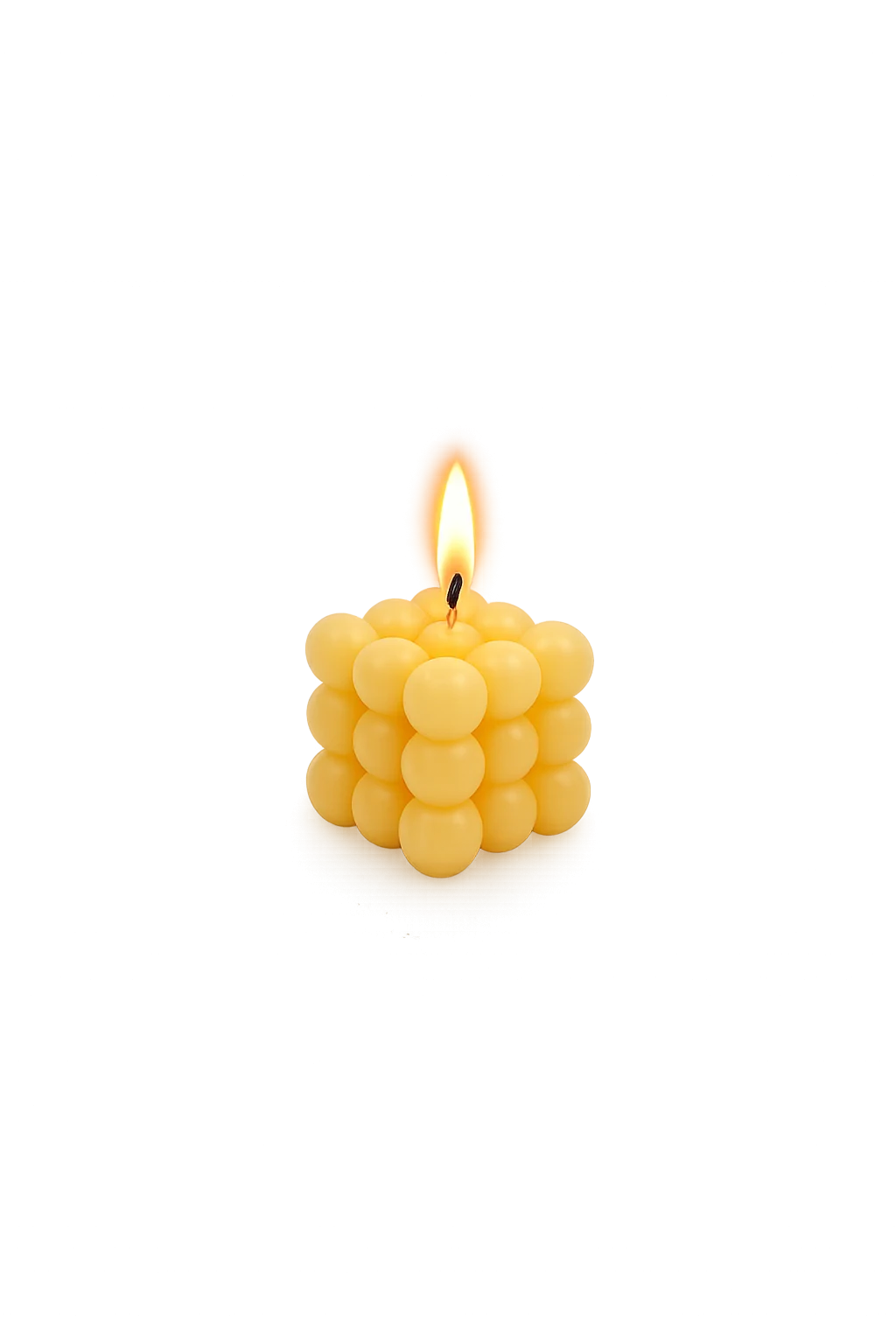 Gele bubbelkaars 6x6x6 cm