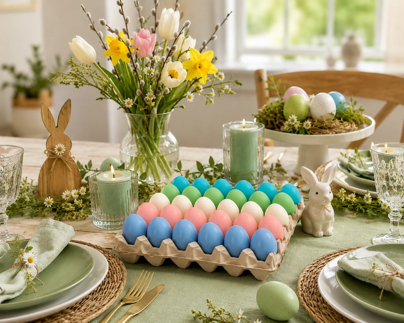 Tray met 30 stuks paaseieren in pasteltinten