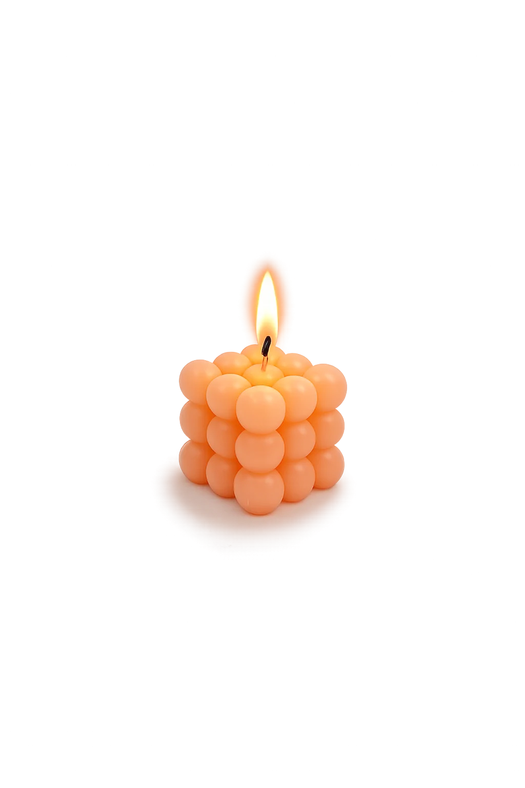 Oranje bubbelkaars 6x6x6 cm