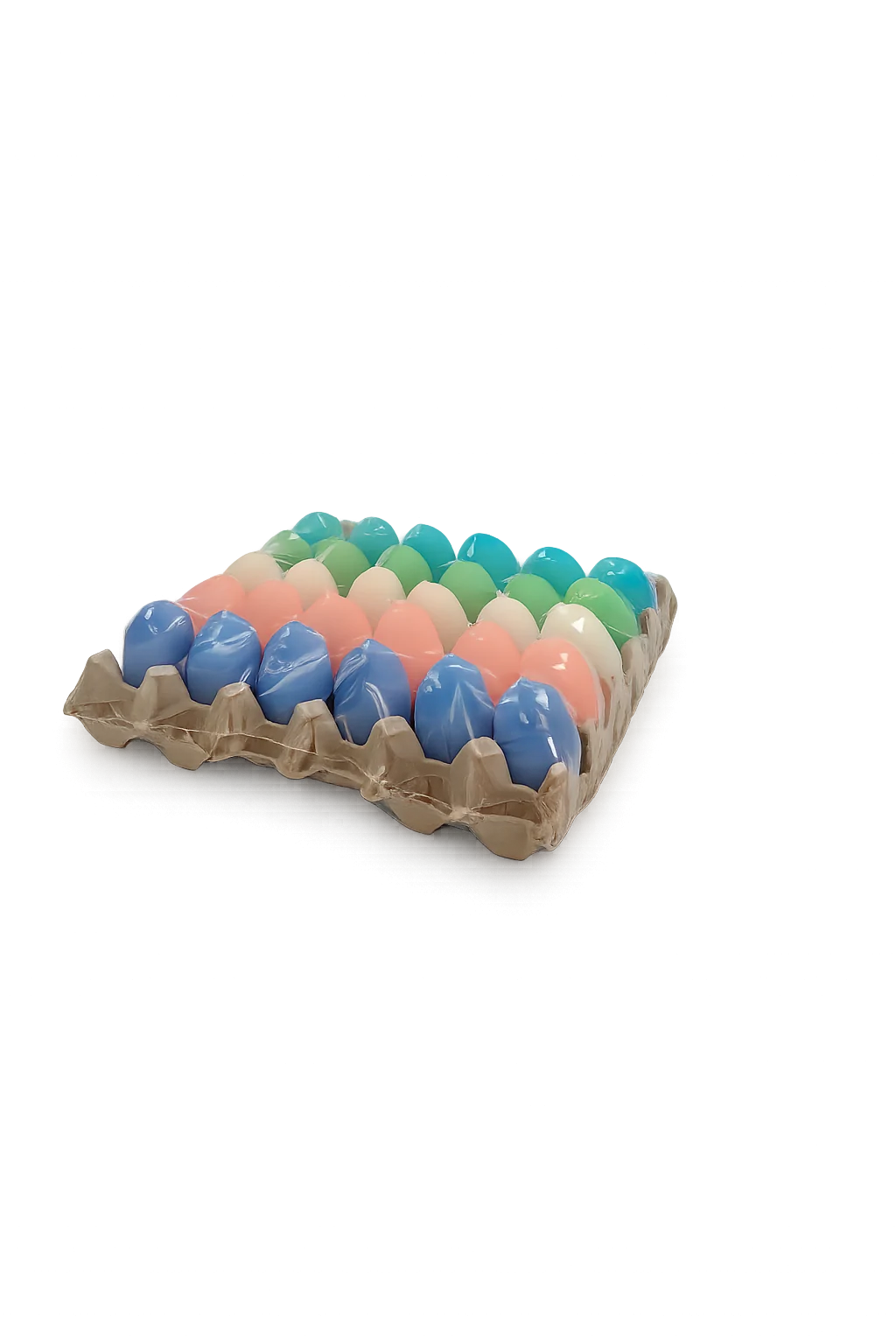 Tray met 30 stuks paaseieren in pasteltinten