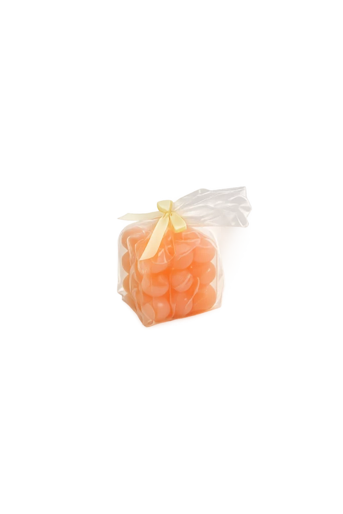 Oranje bubbelkaars 6x6x6 cm