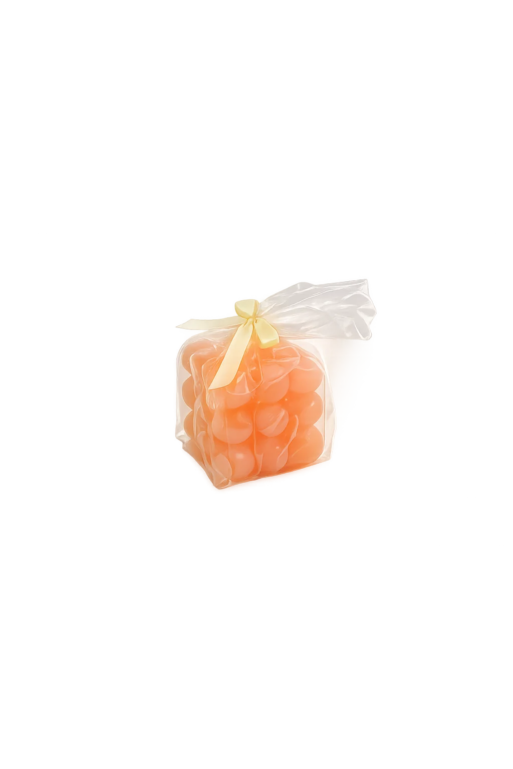 Oranje bubbelkaars 6x6x6 cm - Afbeelding 2