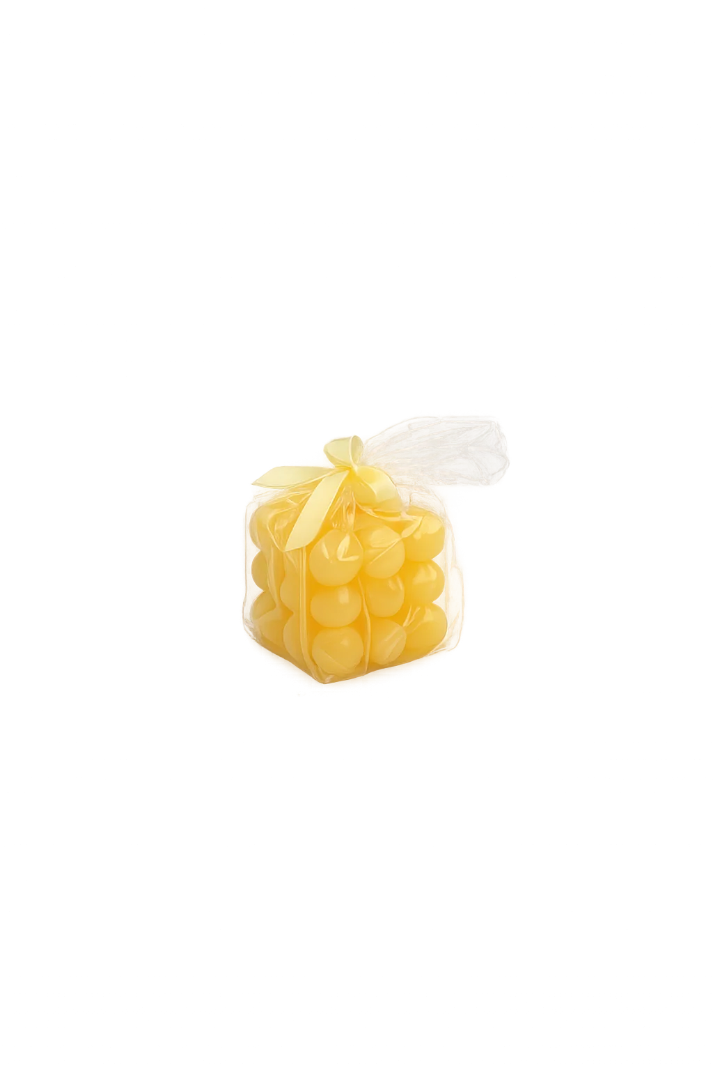 Gele bubbelkaars 6x6x6 cm - Afbeelding 2