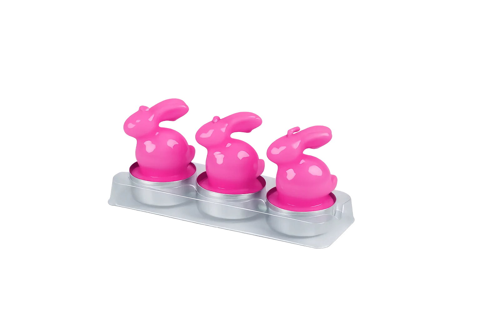 Waxinelicht Paashaas 3 stuks Roze