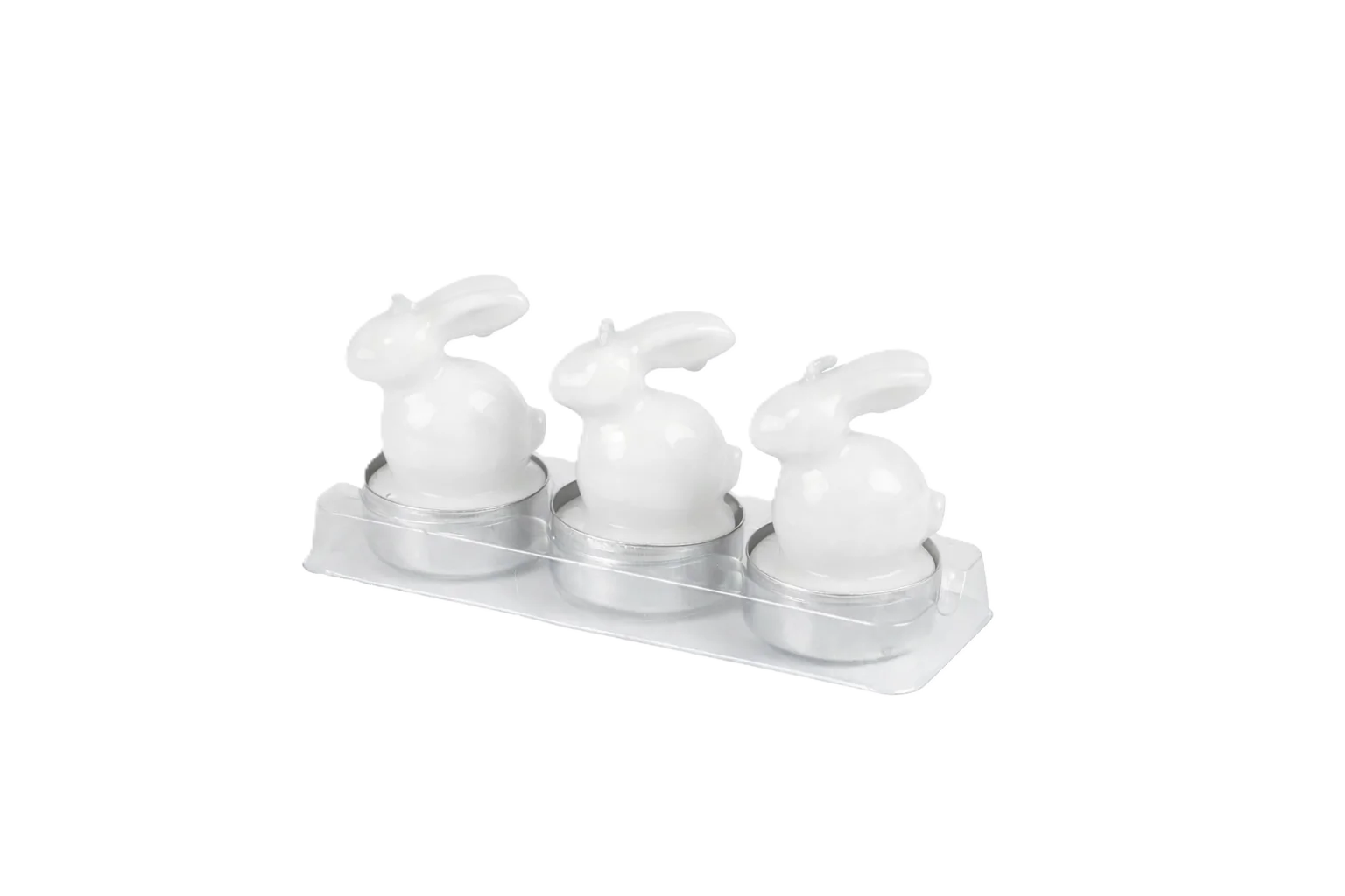 Waxinelicht Paashaas 3 stuks Wit