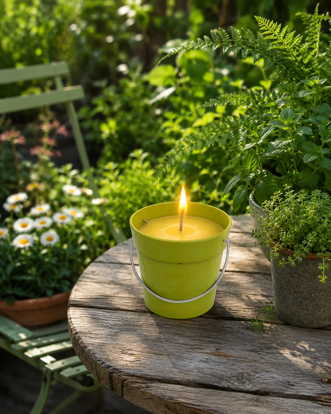 Groen emmertje met citronellavulling