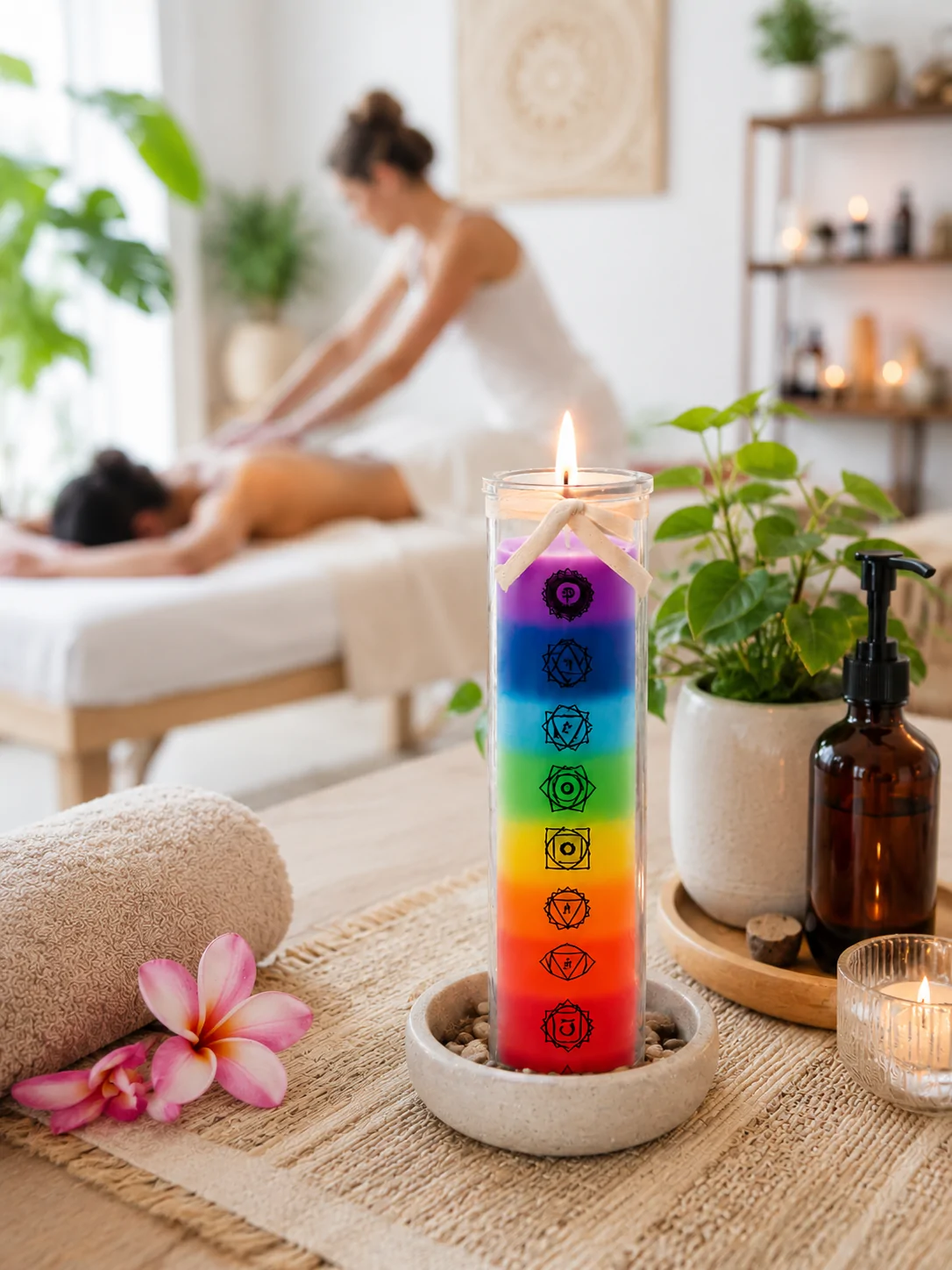 Regenboog Chakra Kaars in Glas – 7 Chakra’s